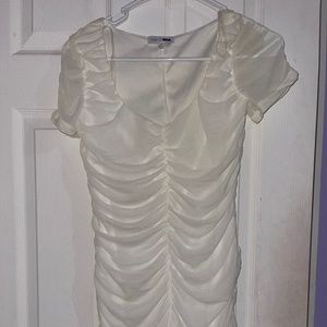 FASHION NOVA WHITE RUCHED MINI DRESS BNWOT SIZE M